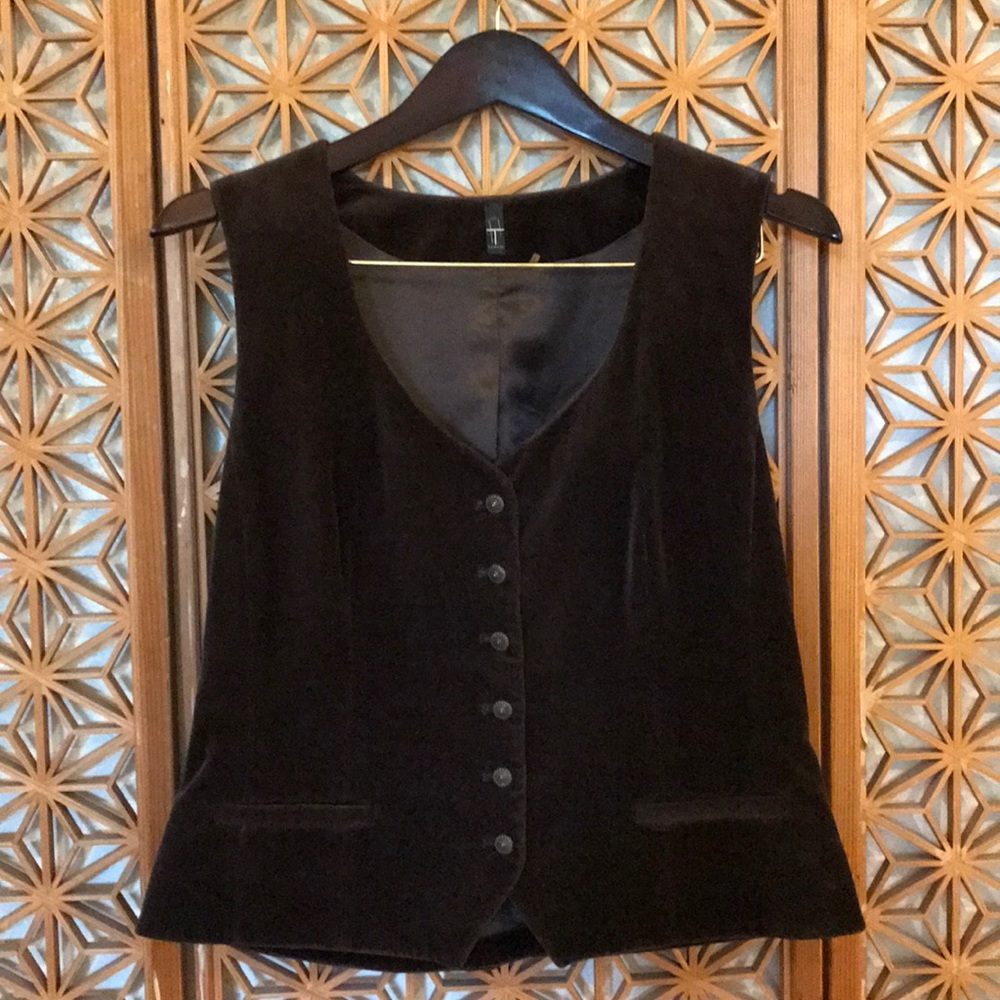 Tahari Velvet Brown Vest Size L